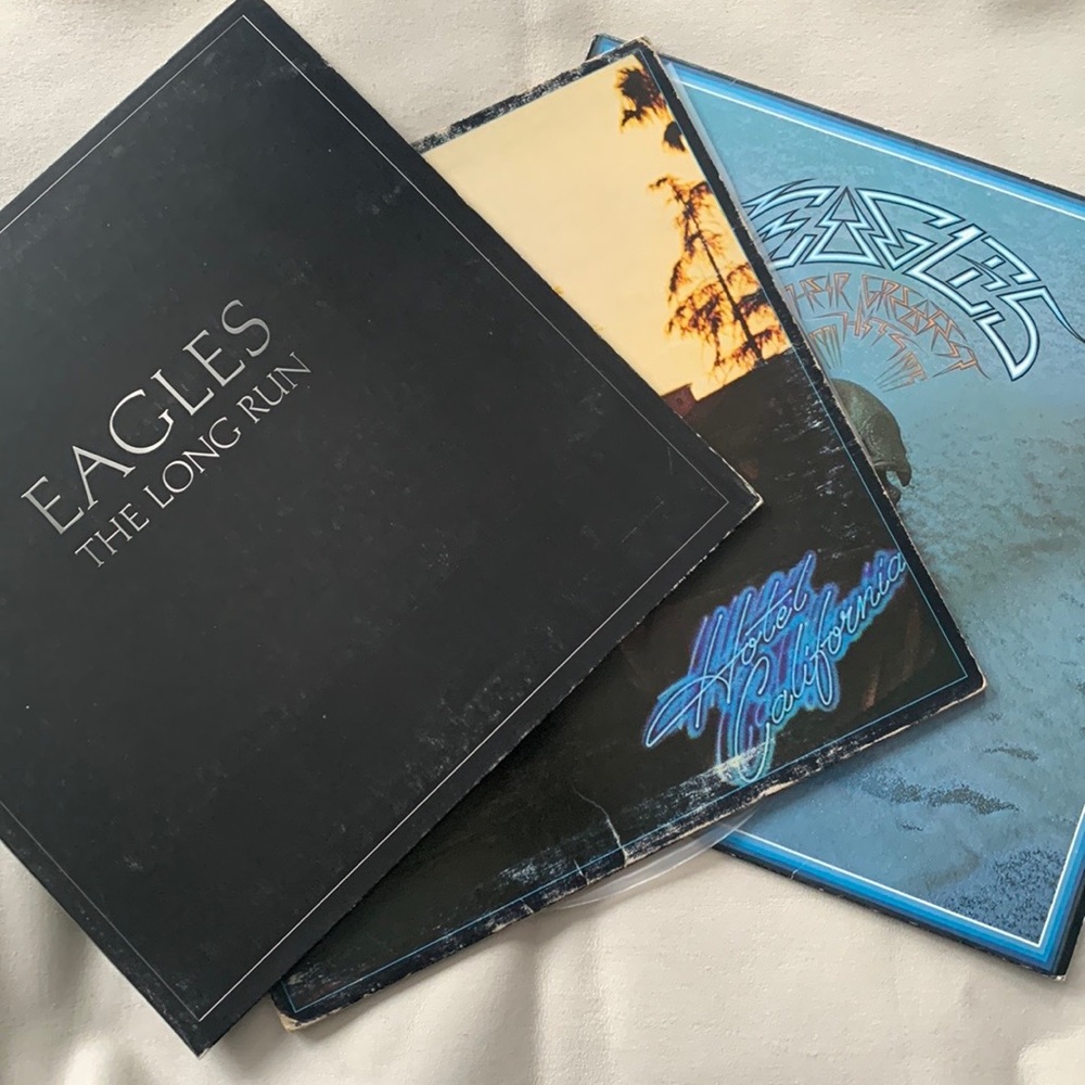 3 Album Set of Eagles Hotel California, The Greatest Hits, The Long Run
